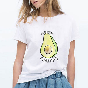 LUCKYROLL T Shirt Women YOU COMPLETE ME Avocado Tshirt 90s Short Sleeve Casual Retro T-shirt Female Summer Funny Hipster Top