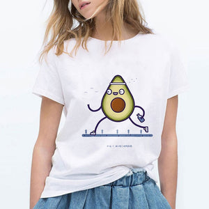 LUCKYROLL T Shirt Women YOU COMPLETE ME Avocado Tshirt 90s Short Sleeve Casual Retro T-shirt Female Summer Funny Hipster Top