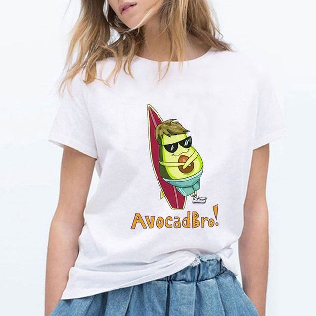 LUCKYROLL T Shirt Women YOU COMPLETE ME Avocado Tshirt 90s Short Sleeve Casual Retro T-shirt Female Summer Funny Hipster Top